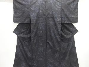 未使用品　花格子模様織り出し本場泥大島紬着物(7マルキ)